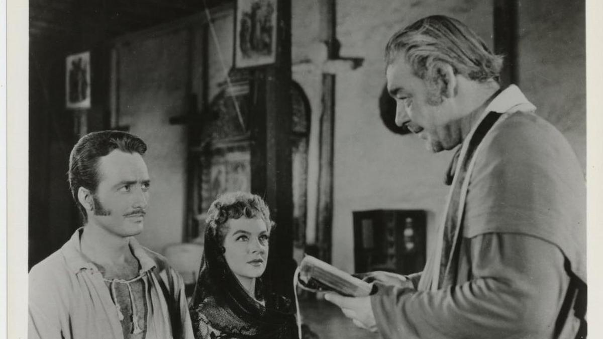 Martha Roth con Lon Chaney Jr y Anthony Dexter en “The Black Pirates” de 1954.