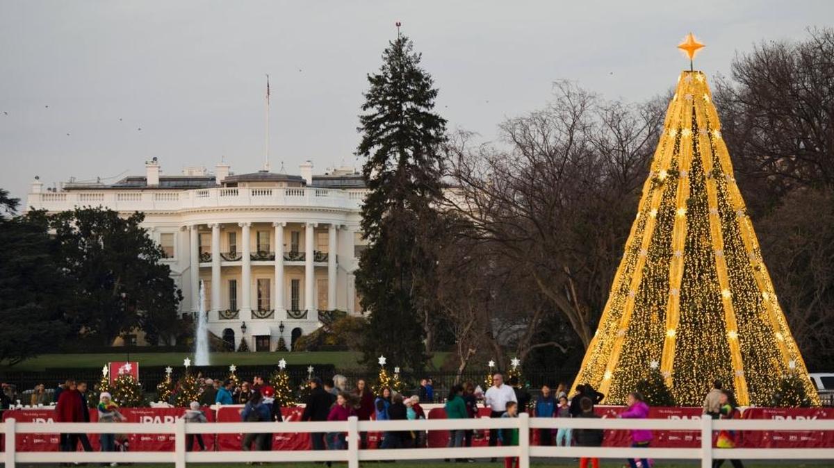 El árbol de Navidad nacional, frente a la Casa Blanca, en Washington D.C.