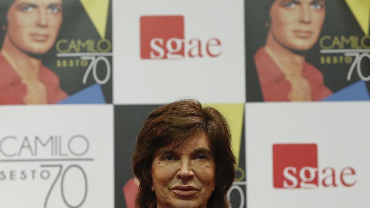 El cantante Camilo Sesto durante la rueda de prensa ofrecida hoy en la sede de la Sgae en Madrid, para presentar su disco "Camilo 70" que se publicará el 23 de septiembre.