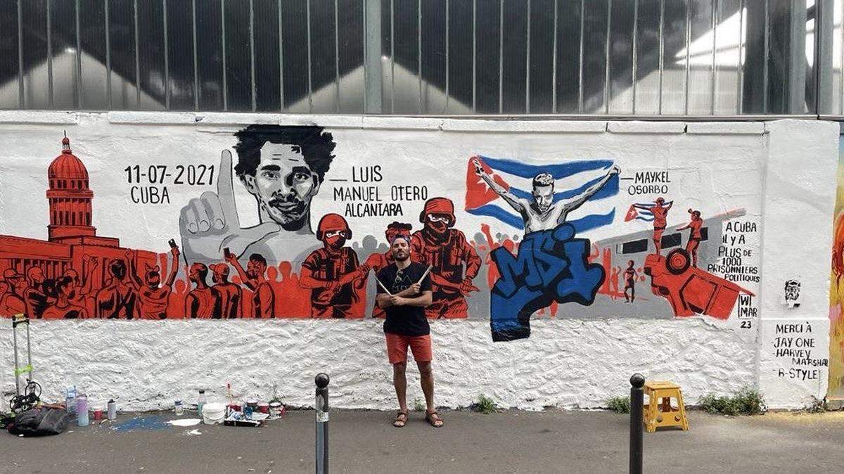 Para conmemorar las protestas cubanas del 11 de julio y en colaboración con la asociación “France pour la Démocratie à Cuba”, realizó un gran fresco en el distrito 19 de la capital francesa.