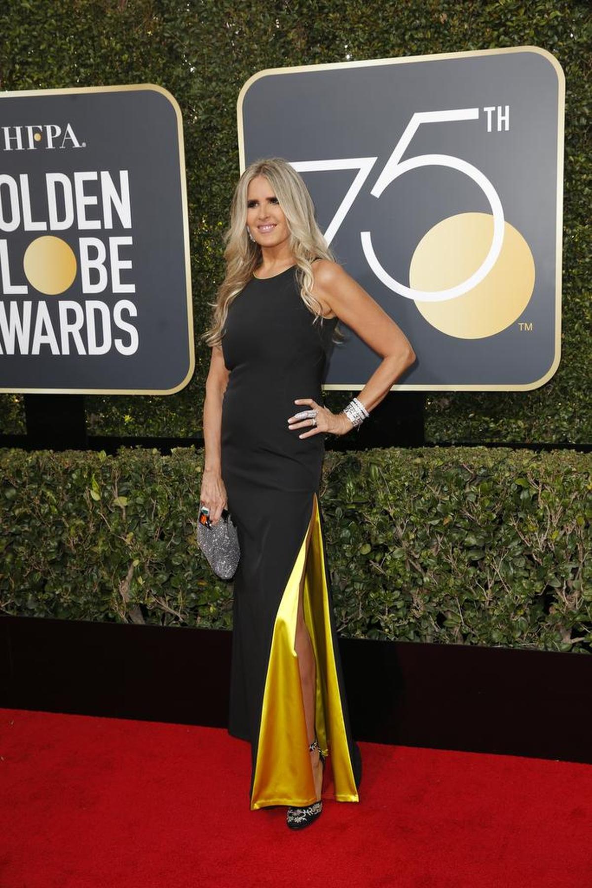 Tiziana Rocca llega a la 75º ceremonia de los premios Globos de Oro en el Beverly Hilton Hotel el domingo 7 de enero de 2018 en Beverly Hills, California.