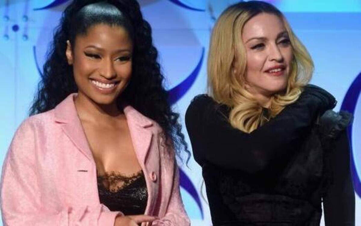 
Madonna y Nicki Minaj en el lanzamiento del servicio de ‘streaming’ the Tidal en el Skylight at Moynihan Station, en Nueva York.
