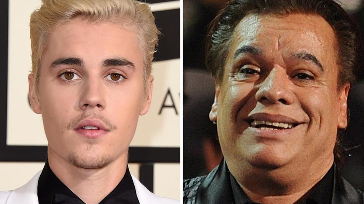 Imágenes de Justin Bieber y el fallecido Juan Gabriel.