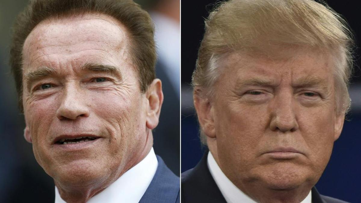 El actor y ex gobernador de California Arnold Schwarzenegger y el presidente Donald Trump.