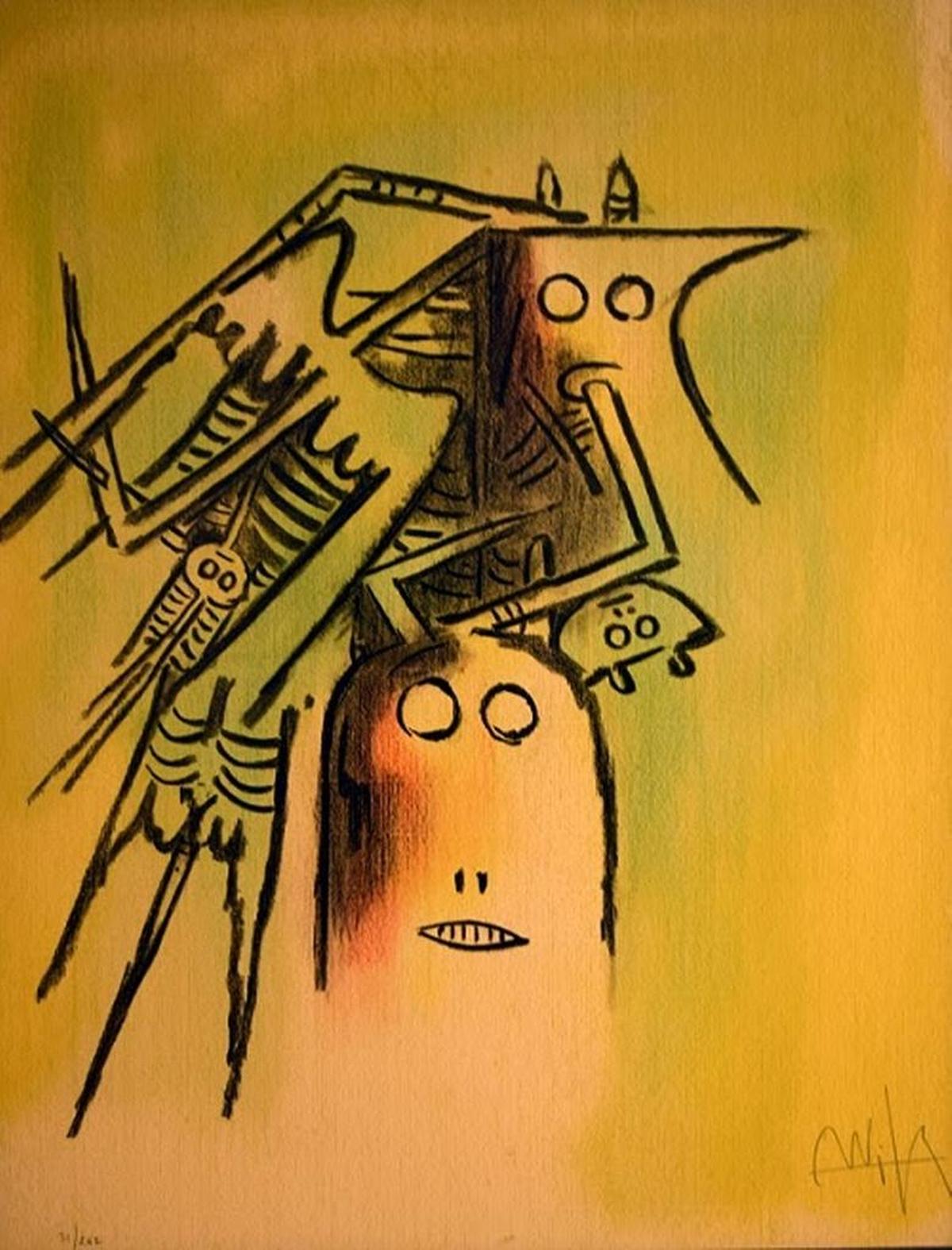 Pleniluna, litografía de Wifredo Lam.