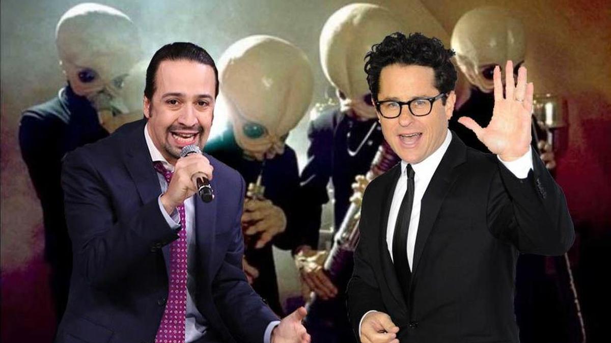 El director de ‘Star Wars’, J.J. Abrams junto al compositor y cantante Lin-Manuel Miranda.