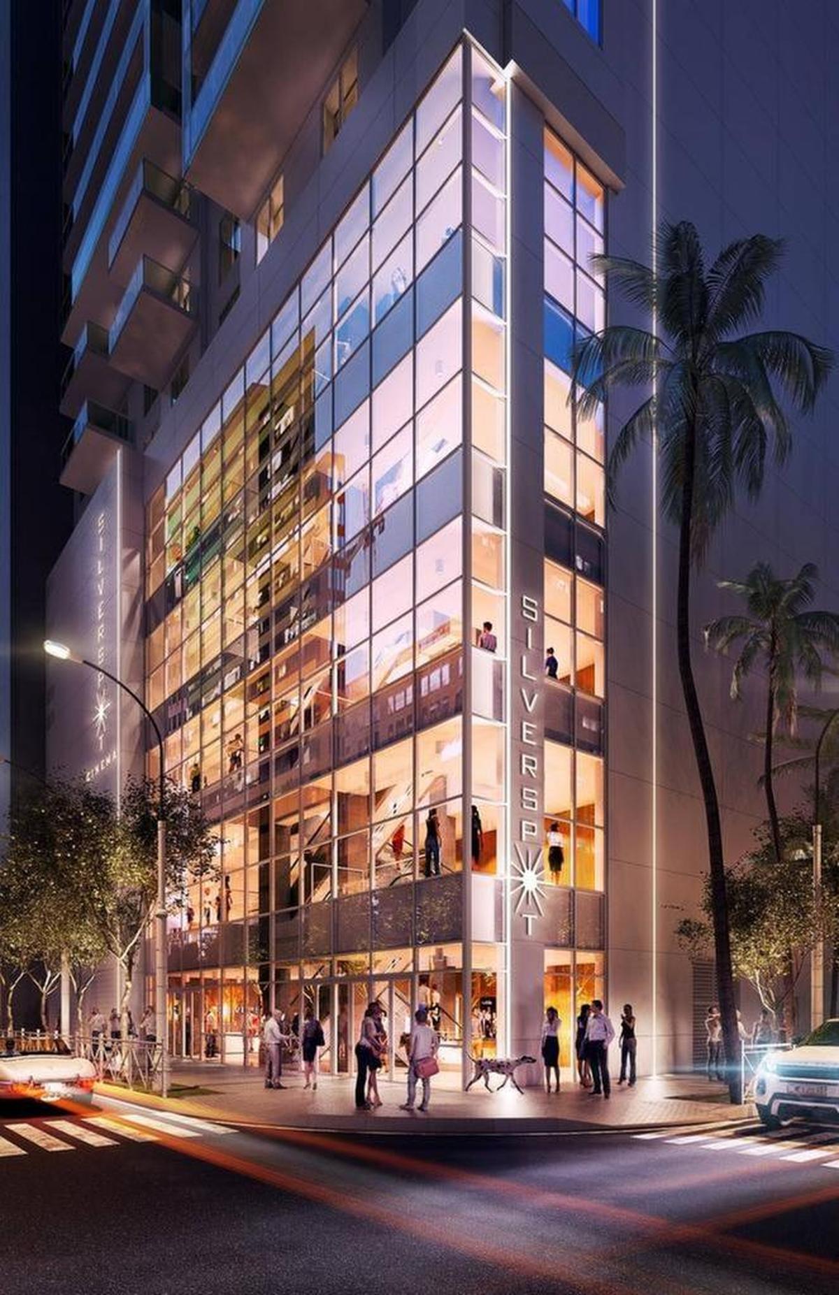 En el dibujo se muestra el edificio de seis pisos de Silverspot Cinema, que tendrá 16 salas de cine y estará ubicado en Met Square.