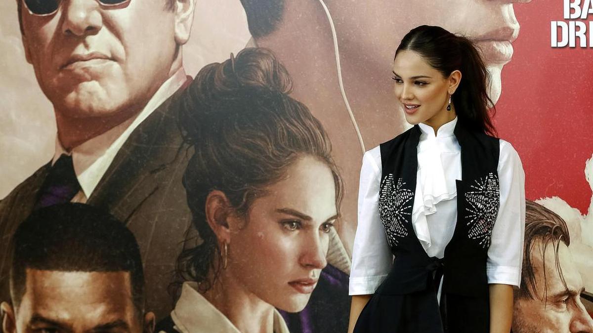 La actriz mexicana Eiza González durante la presentación de la última película del director Edgar Wriht, “Baby Driver”, un film de atracos y musical, que bebe tanto de “Bonnie & Clyde” como de “Fast&Furious”, el viernes en Madrid.
