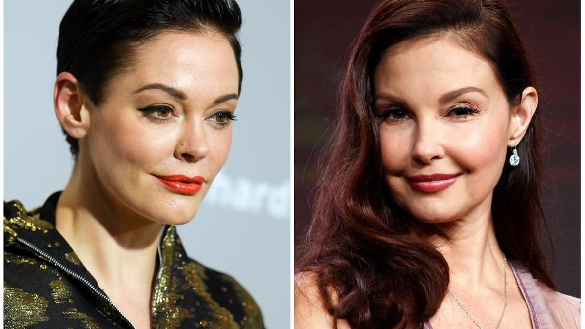 Combinación de fotos de las actrices Rose McGowan en un estreno en Los Angeles en abril del 2015 (izq.) y de Ashley Judd en Beverly Hill, en julio del 2017. El productor Harvey Weinstein toma una licencia de su compañía acusado de acoso sexual después de una noticia publicada por The New York Times que destapó décadas de supuesto acoso sexual contra mujeres, algunas empleadas suyas.