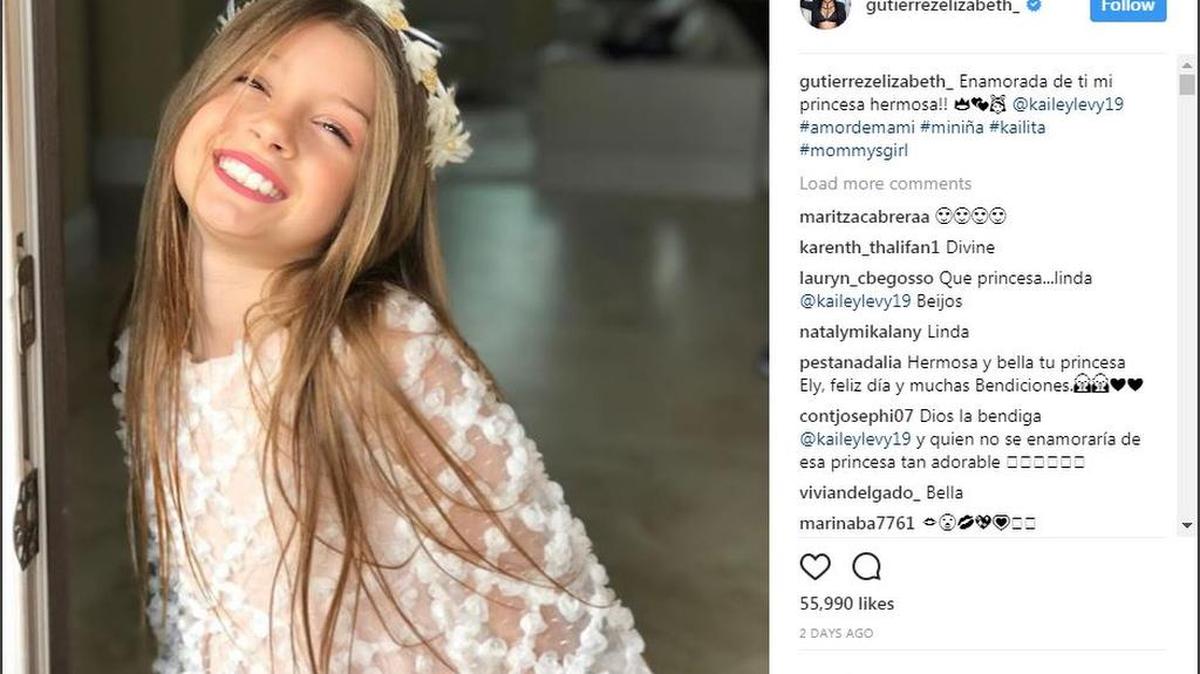 Fotografía publicada por Elizabeth Gutiérrez, esposa de William Levy, de su hija Kailey de 7 años.