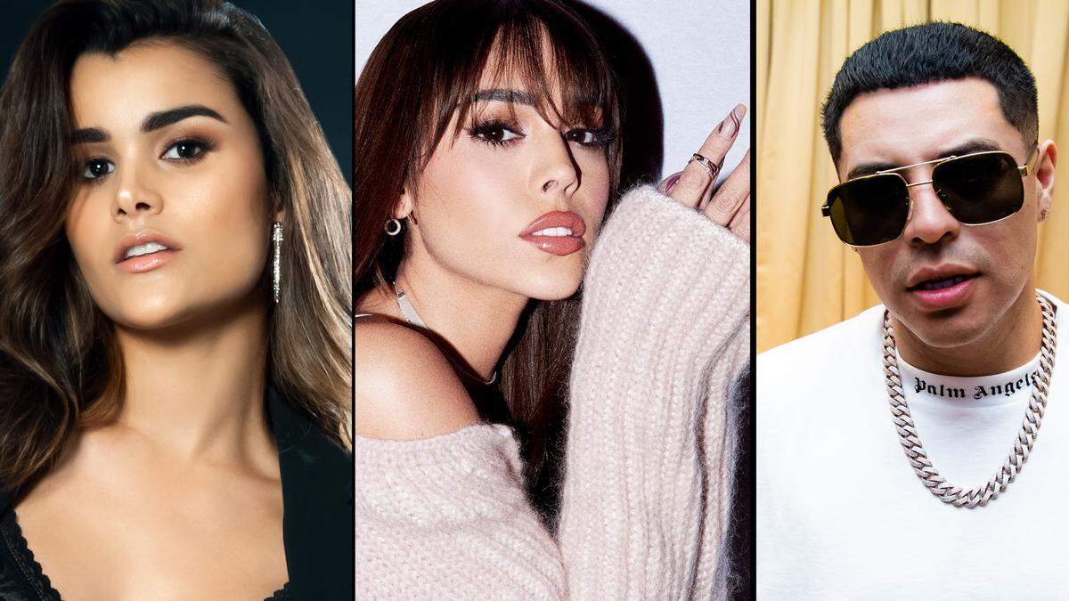 Eduin Caz, vocalista principal y líder de Grupo Firme, la actriz y copresentadora de “El gordo y la flaca” Clarissa Molina y la cantante internacional Danna Paola