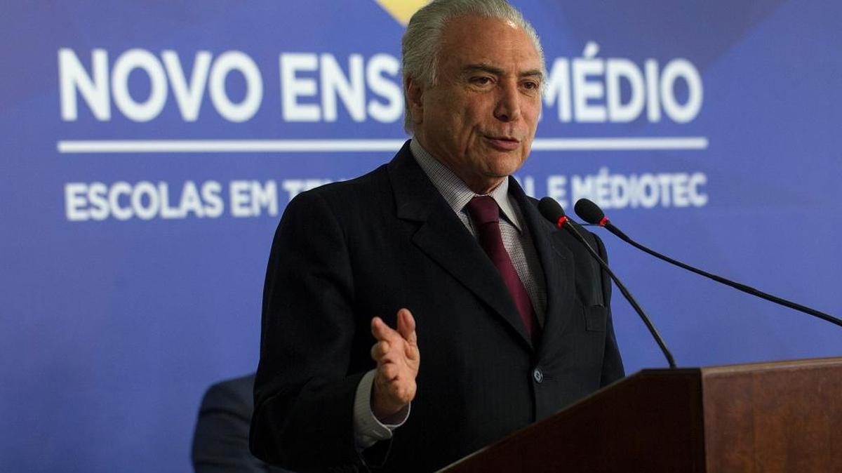 El presidente del Brasil, Michel Temer, habla en la ceremonia de liberación de recursos para la Educación Técnica y Desarrollo en las escuelas de tiempo completo en Brasilia.