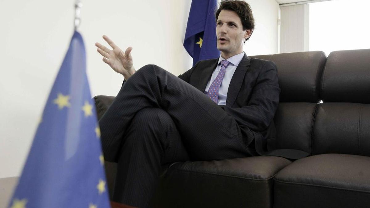 El español Pelayo Castro, embajador de la Unión Europea (UE) en Costa Rica, habla en San José sobre los planes de cooperación con Centroamérica hasta el 2020.