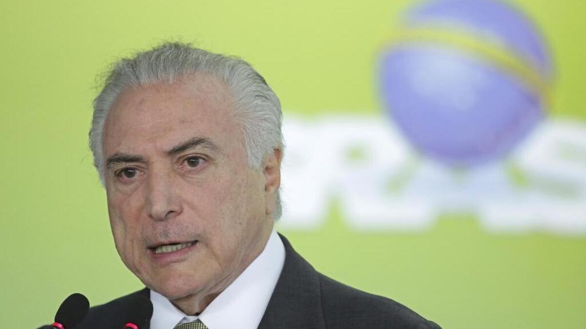 El presidente de Brasil, Michel Temer, habló durante una ceremonia en el Palacio Presidencial de Planalto, en Brasilia, el jueves 29 de junio de 2017.