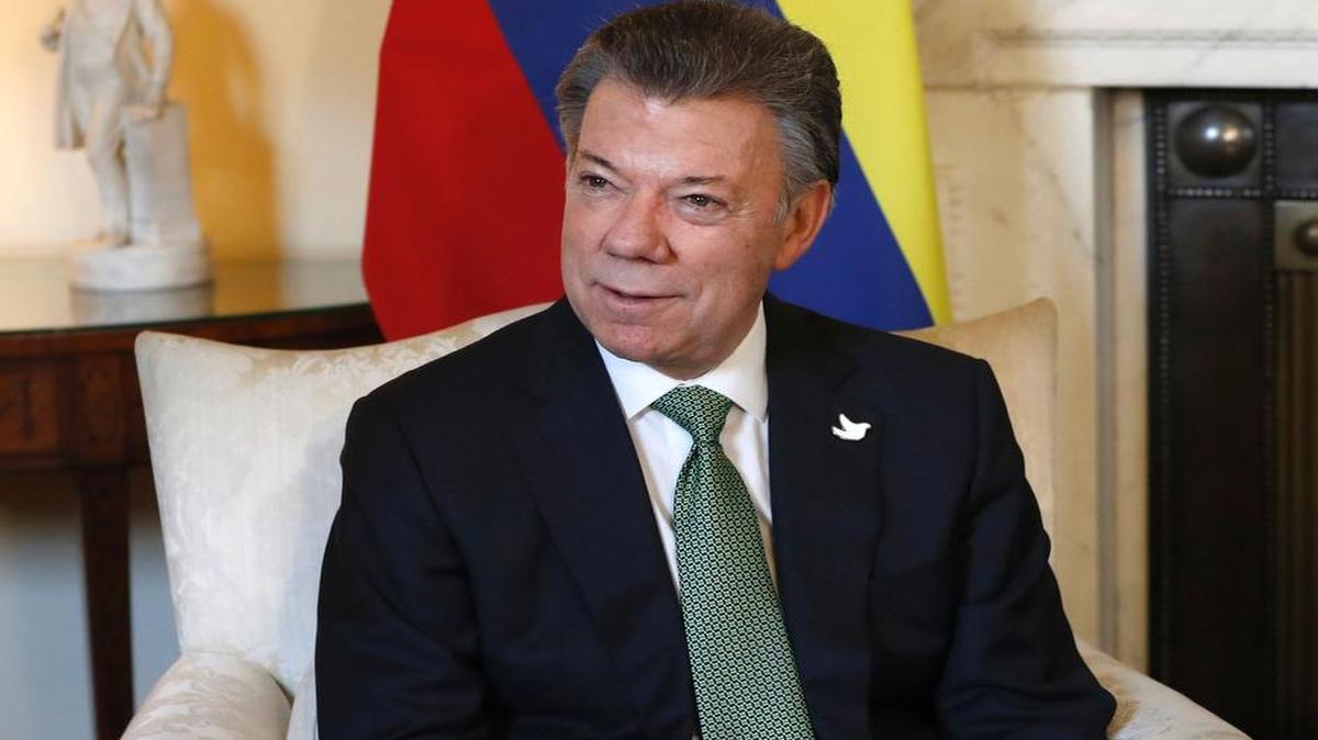 el presidente colombiano, Juan Manuel Santos durante su visita al Reino Unido.