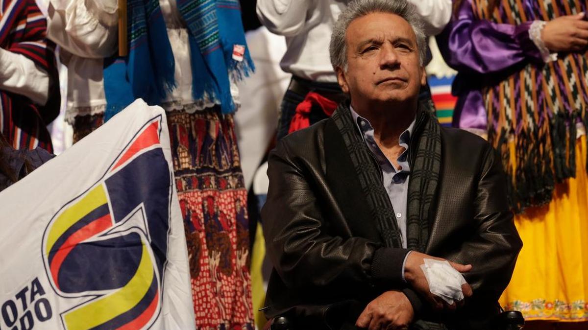 El presidente de Ecuador, Lenín Moreno, durante su campaña de cierre en favor de un “sí” votar antes del referendo constitucional en Quito, Ecuador.