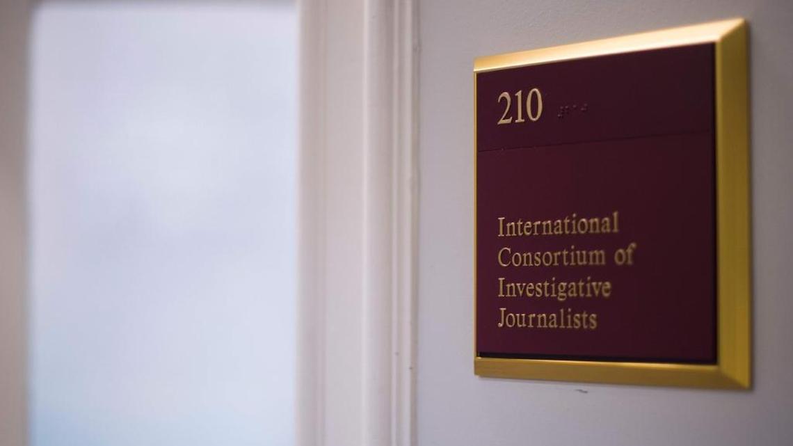 Un aviso en las oficinas del Consorcio Internacional de Periodistas de Investigación (ICIJ) en Washington, el lunes. Esa asociación distribuyó los documentos “Panamá Paper” a varios medios de comunicación del mundo.
