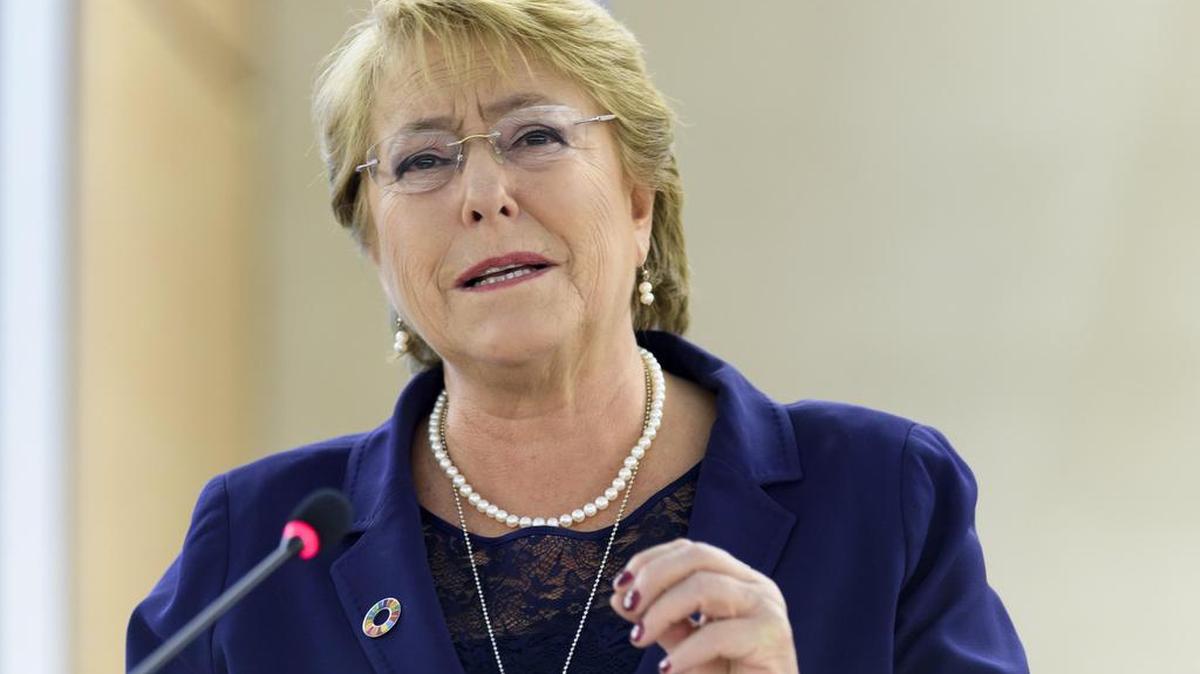 La presidenta de Chile, Michelle Bachelet, ofrece un discurso en el Consejo de Derechos Humanos de la Organización de Naciones Unidas (ONU) en su sede en Ginebra (Suiza) el 29 de marzo de 2017.