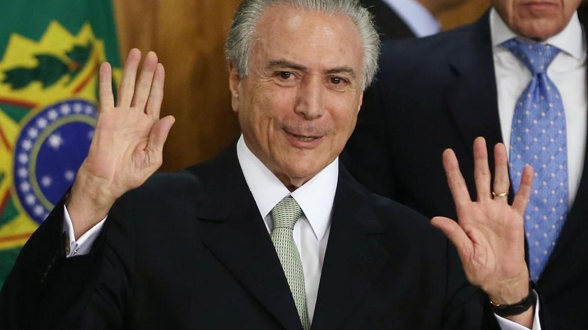 El presidente interino de Brasil, Michel Temer, en la ceremonia de juramento de los nuevos ministros en el Palacio Presidencial de Planalto, el 12 de mayo del 2016.
