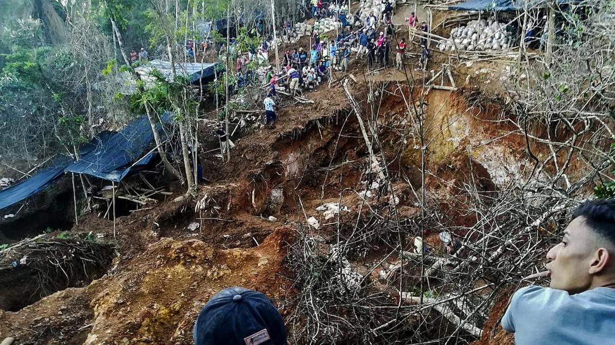 Imagen de la mina “La Esperanza” en el departamento de Río San Juan, luego del derrumbe que dejó varios mineros atrapados, el 4 de diciembre del 2020.