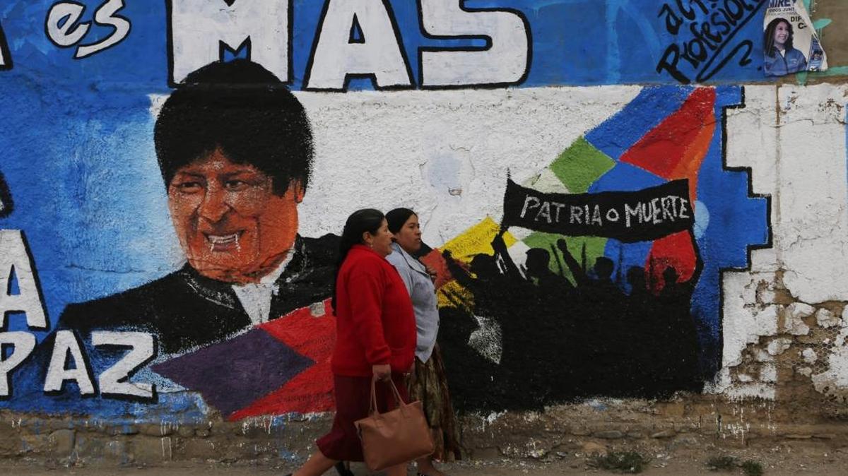Un mural con la imagen de Evo Morales, en La Paz, Bolivia, en el 2014.