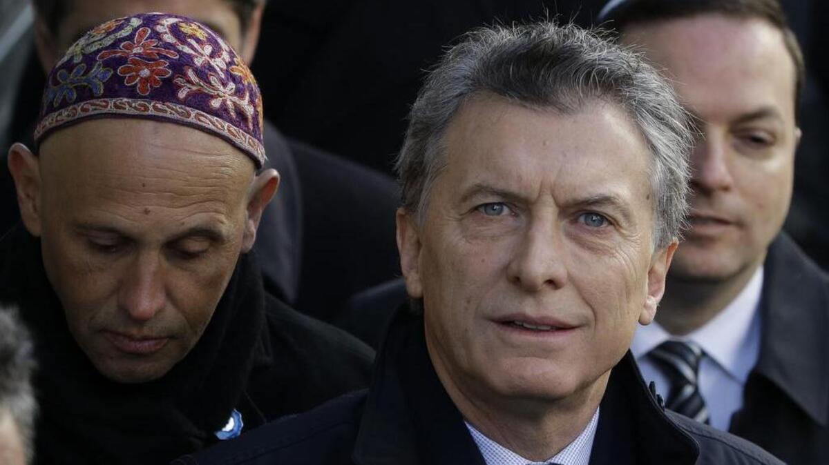 Mauricio Macri, presidente de Argentina, durante los actos del 22 aniversario de la voladura de AMIA donde murieron 85 personas.