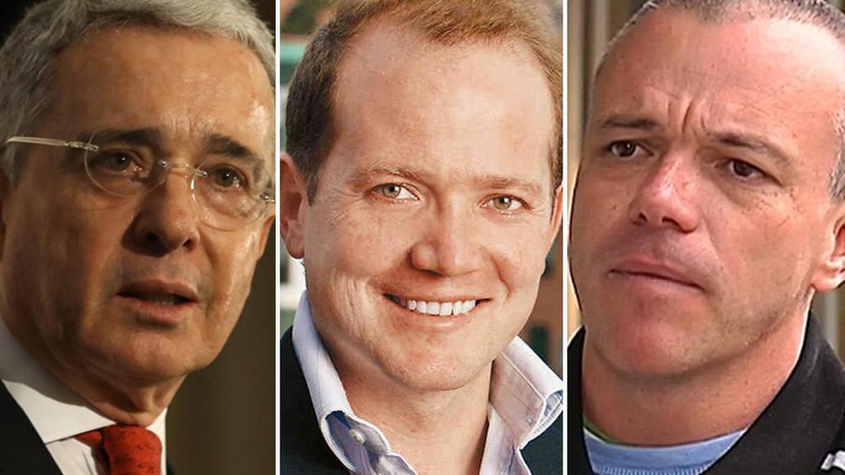 Un tuit del ex presidente colombiano Álvaro Uribe (izq.) en donde llamó “violador de niños” al periodista colombiano Daniel Samper Ospina (centro), ha causado controversia en Colombia. El ex sicario de Pablo Escobar, Jhon Jairo Velásquez, alias “Popeye”, también criticó por Twitter a Samper, quien ha denunciado la campaña como difamatoria y demandó a Uribe el miércoles.