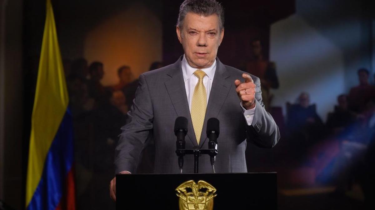 El presidente Juan Manuel Santos durante una alocución presidencial el 14 de noviembre del 2017.