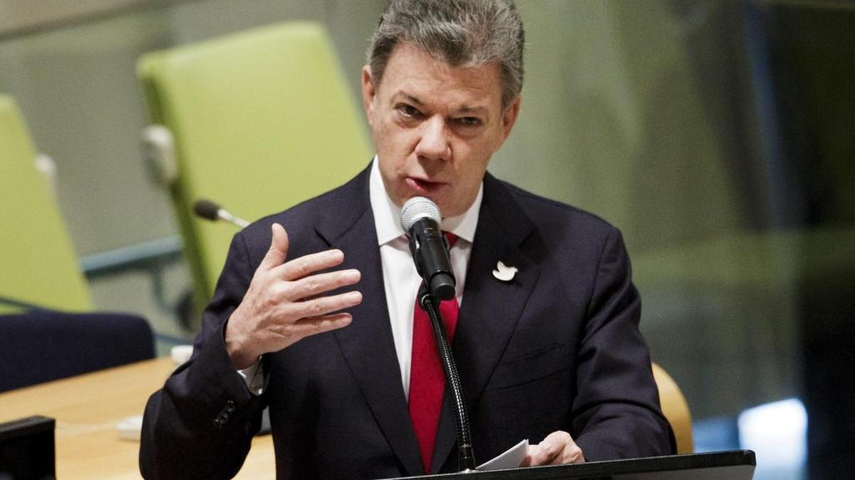 El presidente de Colombia, Juan Manuel Santos, participa en la Sesión Extraordinaria de Naciones Unidas sobre el problema mundial de las drogas en la sede de la organización de Nueva York, Estados Unidos, el 21 de abril de 2016.