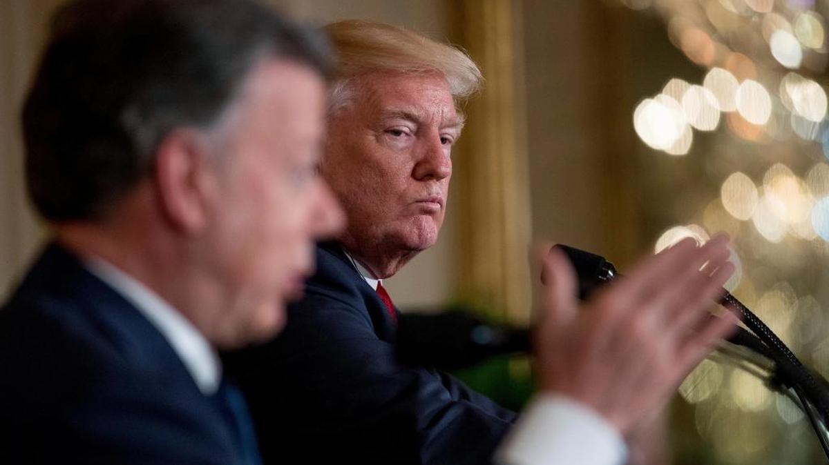 El presidente Donald Trump recibió a su homólogo colombiano, Juan Manuel Santos, en la Casa Blanca el 18 de mayo del 2017.