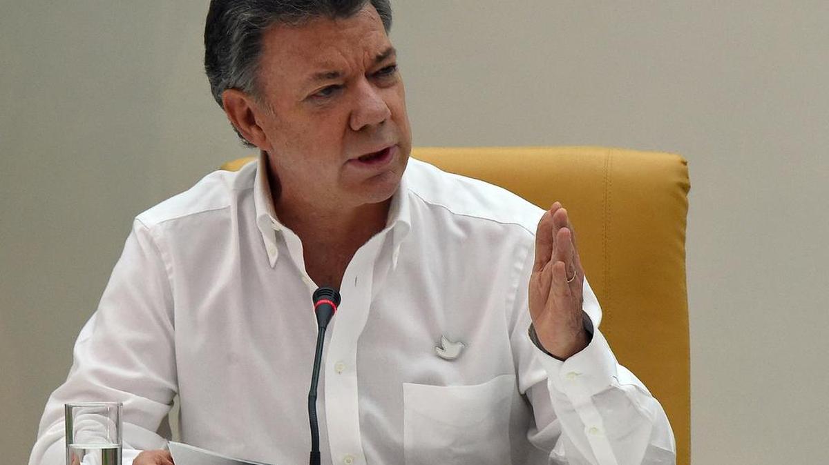 
El presidente colombiano Juan Manuel Santos durante el anuncio sobre el acuerdo con las FARC, el miércoles 23 de septiembre en La Habana. 
