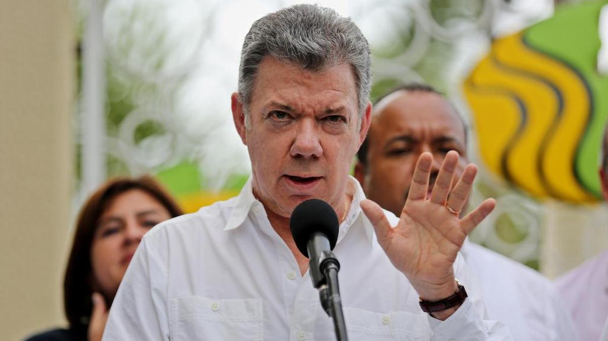 El presidente de Colombia, Juan Manuel Santos, durante una visita el 21 de octubre de 2017, en Tumaco, Colombia.