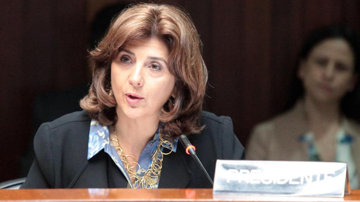 La ministra de Relaciones Exteriores de Colombia, María Ángela Holguín Cuéllar participa en una reunión de los ministros de Relaciones Exteriores de la Comunidad Andina (CAN) el 9 de mayo de 2017, en Lima, Perú.