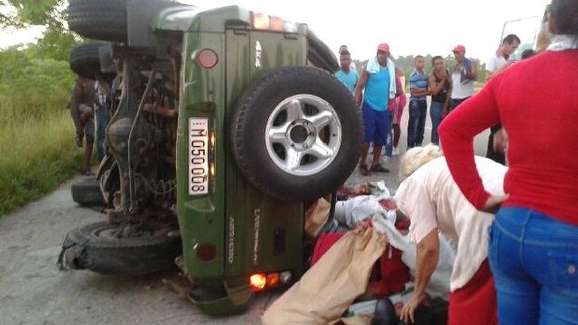 Un accidente en el kilómetro 134 de la Autopista Nacional de Cuba, en agosto de 2015.