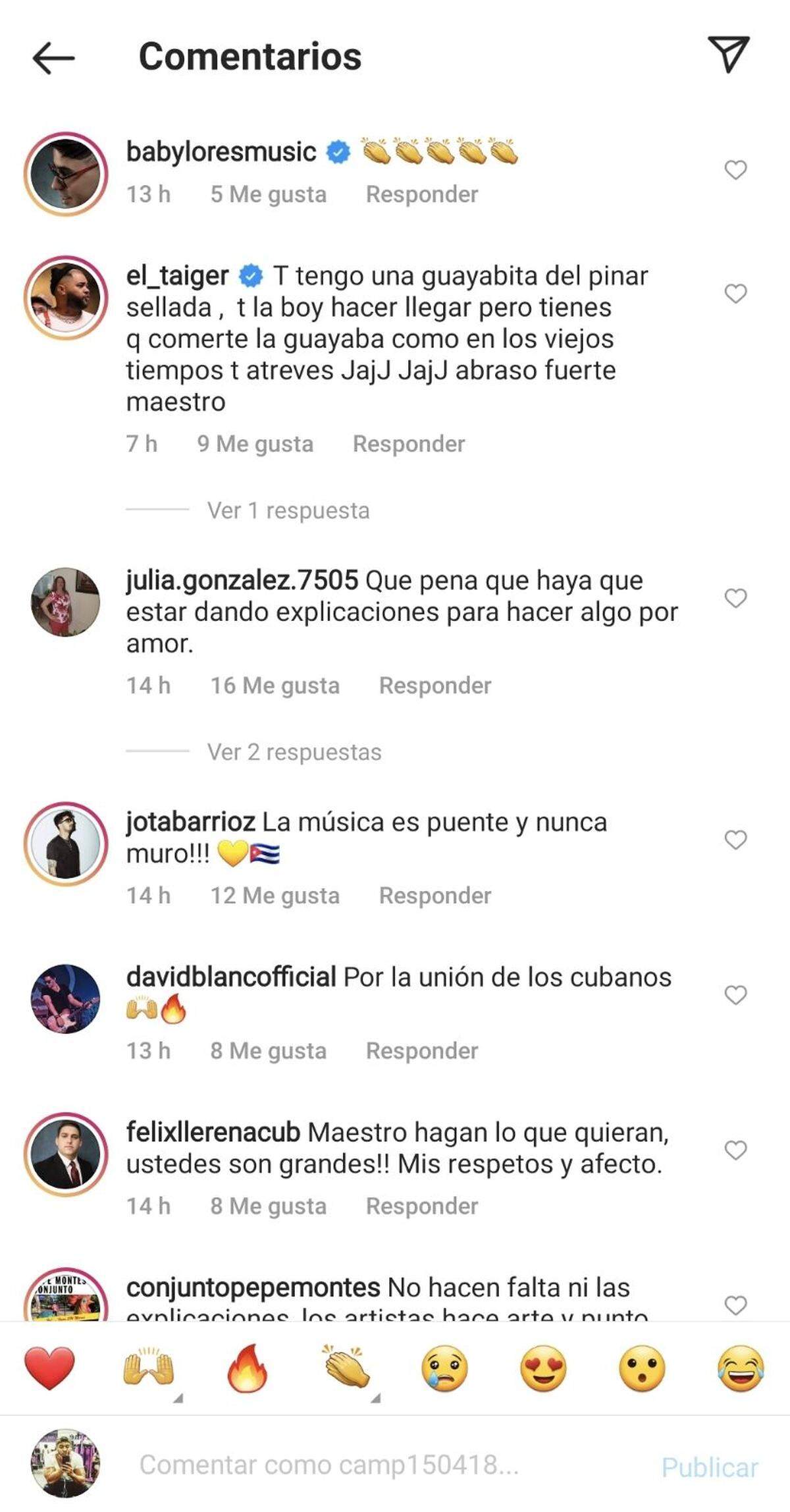 Comentarios de los usuarios en las redes al mensaje de Leoni Torres y Willy Chirino.