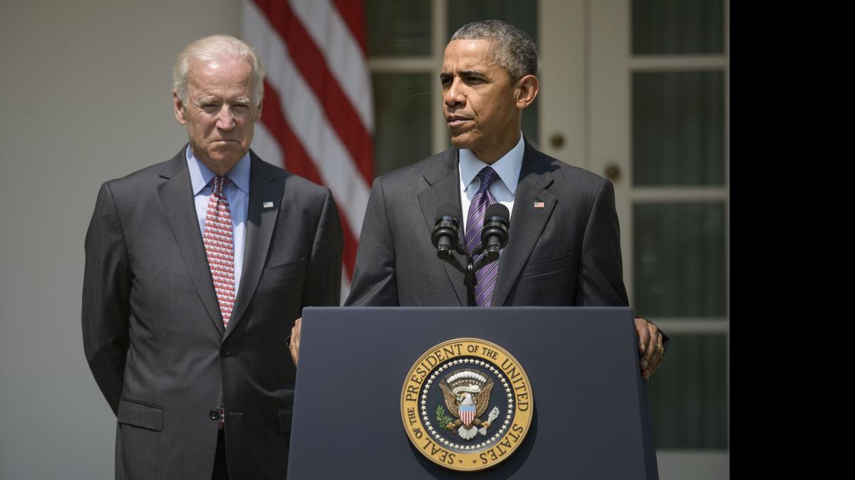 
El presidente de Estados Unidos, Barack Obama junto al vicepresidente,Joe Biden en los jardines de la Casa Blanca el el miércoles 1ero de julio.
