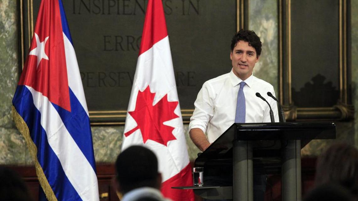 El primer ministro de Canadá Justin Trudeau ofrece una conferencia en el Aula Magna de la Universidad de La Habana, el miércoles 16 de noviembre de 2016.
