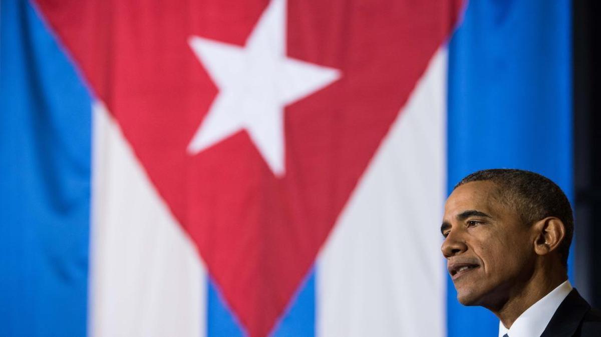 El presidente Barack Obama da un discurso ante un grupo de cuentapropistas el lunes 21 de marzo en La Habana.