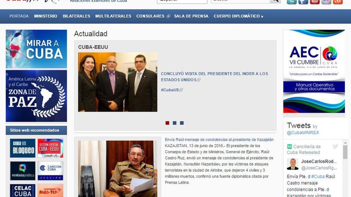 A las 11: 25 am del lunes, el portal del Ministerio de Relaciones Exteriores (MINREX) no tenía ninguna información sobre la matanza de 49 personas en un club gay en Orlando, Florida.