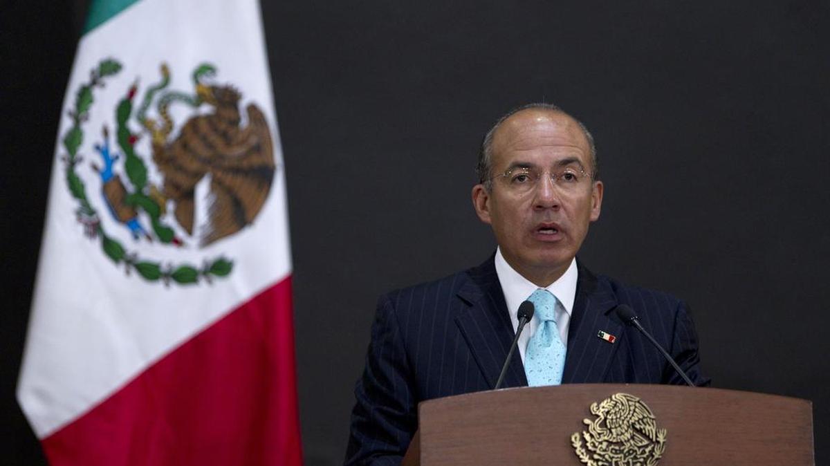 El entonces presidente mexicano Felipe Calderón pronuncia un discurso en agosto del 2012.