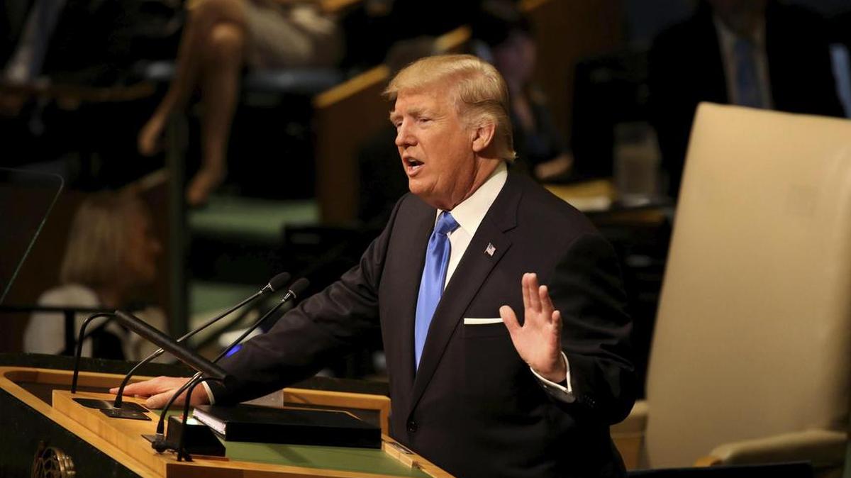El presidente de Estados Unidos, Donald Trump, ofrece un discurso de apertura del debate de alto nivel de la Asamblea General de la ONU, en su sede en Nueva York (Estados Unidos) el 19 de septiembre de 2017.