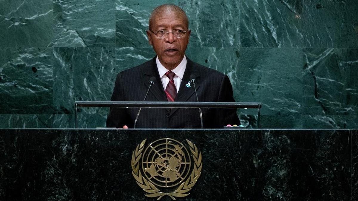 El primer ministro de Lesoto, Pakalitha Mosisili, da un discurso en la ONU.