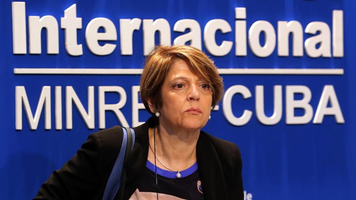 La relatora especial de Naciones Unidas sobre la Trata de Personas, María Grazia Giammarinaro, ofrece una rueda de prensa el viernes 14 de abril de 2017, en La Habana. María Grazia Giammarinaro realiza una visita de trabajo a Cuba desde el pasado lunes.