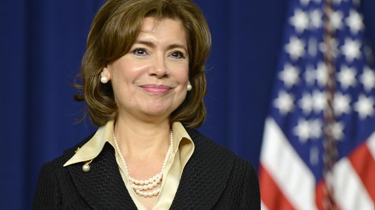 María Contreras-Sweet durante su nominación como líder la oficina la oficina de Administración de Pequeños Negocios el miércoles 15 de enero de 2014en la Casa Blanca en Washington (EEUU).