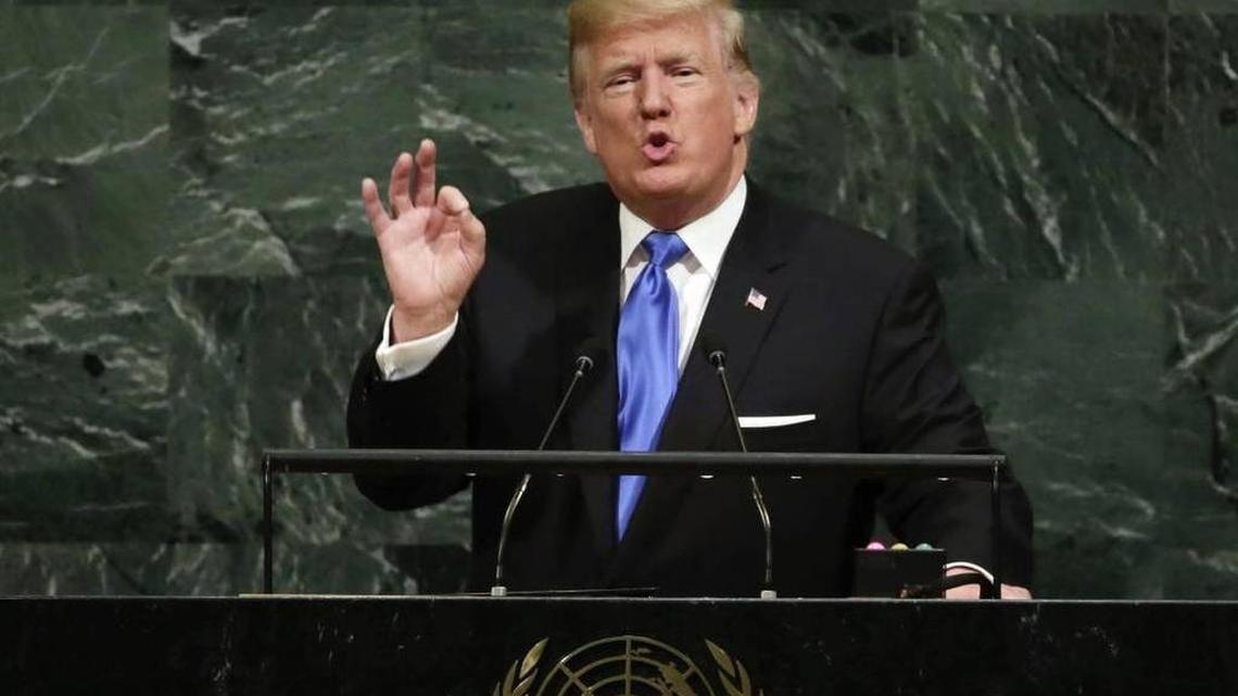 El presidente Donald Trump señaló directamente a Cuba y a Venezuela por provocar “angustia y fracasos” para sus prueblos, durante un discurso en la ONU el 19 de septiembre del 2017.