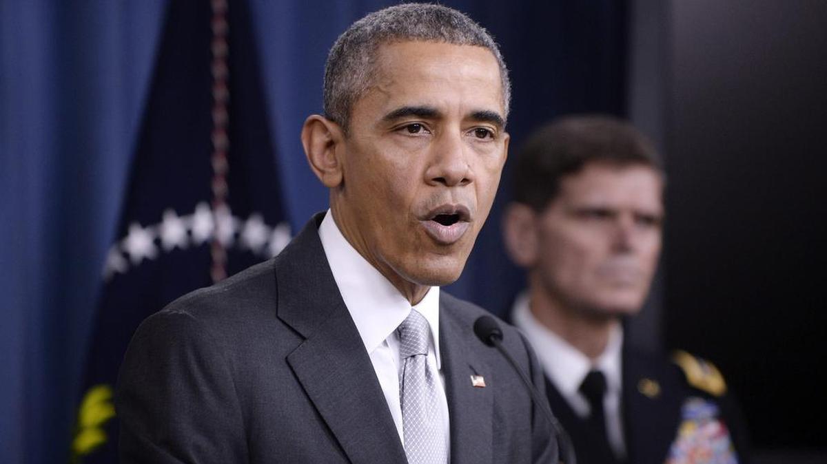 El presidente estadounidense, Barack Obama, da una discurso sobre la campaña contra los yihadistas del EI en Irak y Siria en el Pentágono, Washington, EEUU, el 14 de diciembre 2015.