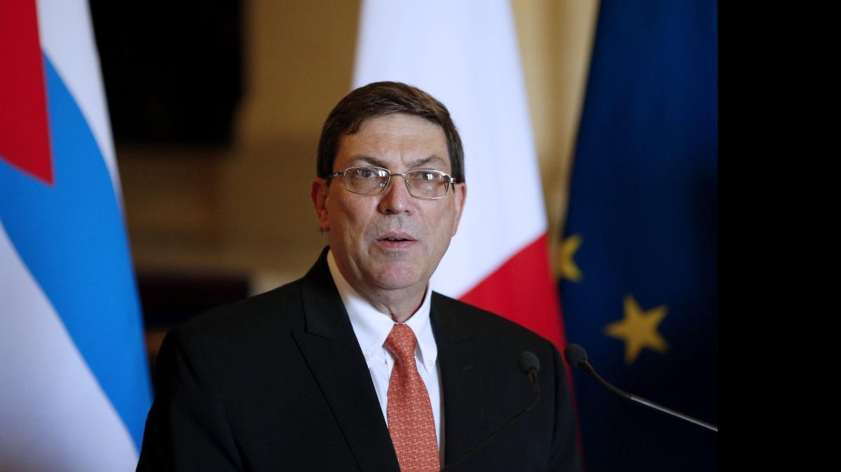 
El ministro de Exteriores cubano Bruno Rodríguez durante una rueda de prensa el 21 de abril de 2015. 
