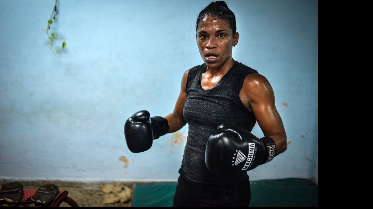 
La boxeadora cubana Namibia.
