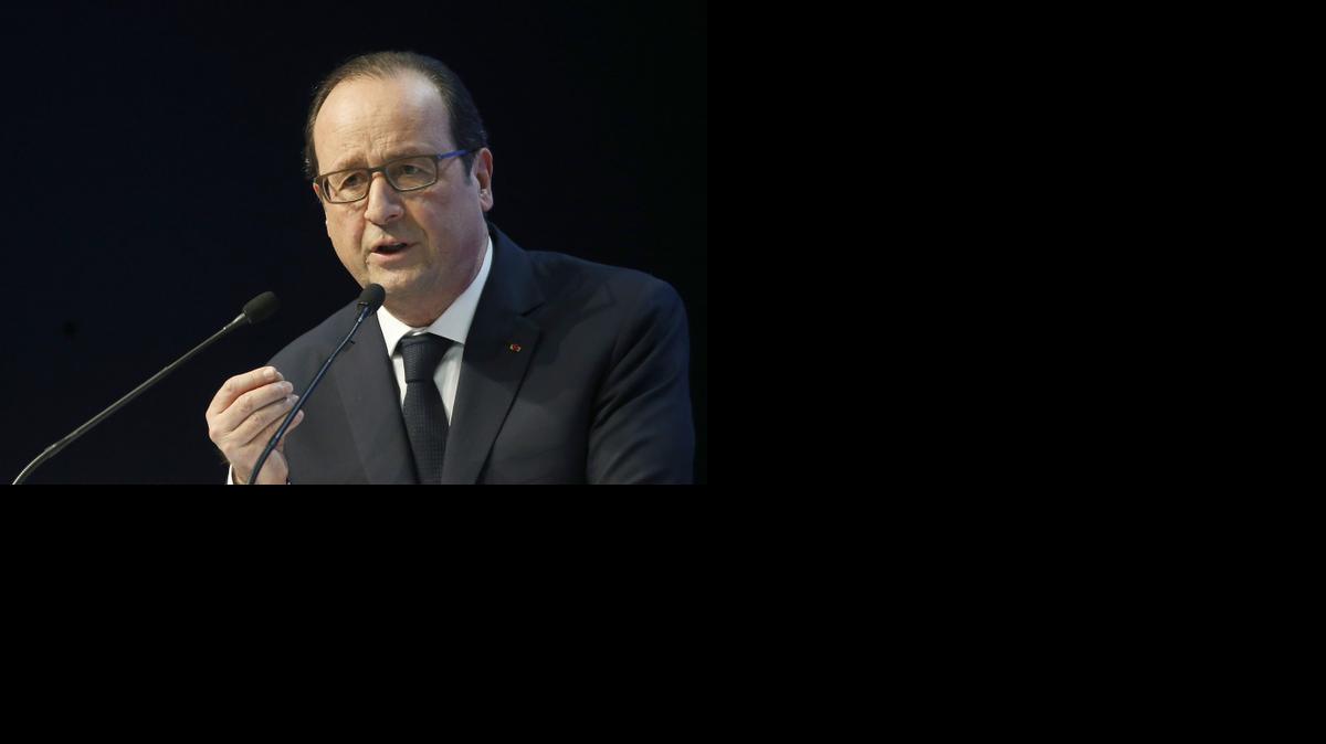 
El presidente francés François Hollande participa en el Foro Económico Mundial en Davos, Suiza, el 23 de enero de 2015. 
