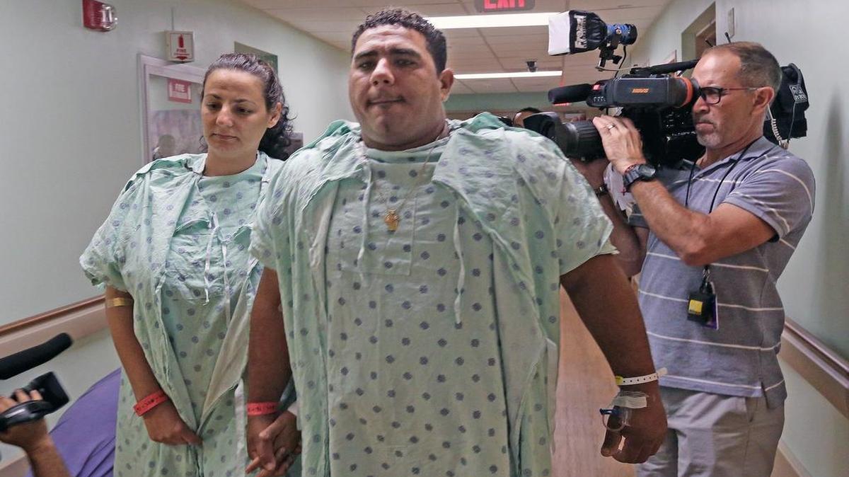 Yarelys Ríos y su esposo, Denny Rumbaut, son dos de los seis balseros que recibieron disparos al salir de Cuba y llegaron a Miami el pasado fin de semana. Fueron tratados en el Jackson Memorial Hospital.